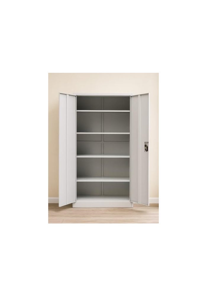 MAF furniture خزانة تخزين فولاذية MAF، خزانة ملفات معدنية للمكتب مع قفل مفتاح، 4 رفوف قابلة للتعديل، رمادي - Image 3